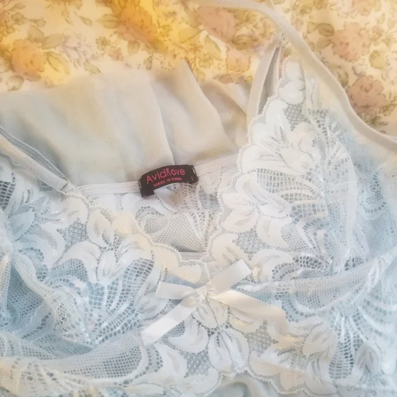 ✖️SOLD✖️Blue lace babydoll chemise slip dress - Picture 6 of 9